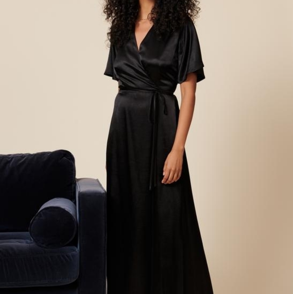 XS WHIMSY & ROW BLACK LOLA WRAP DRESS✨